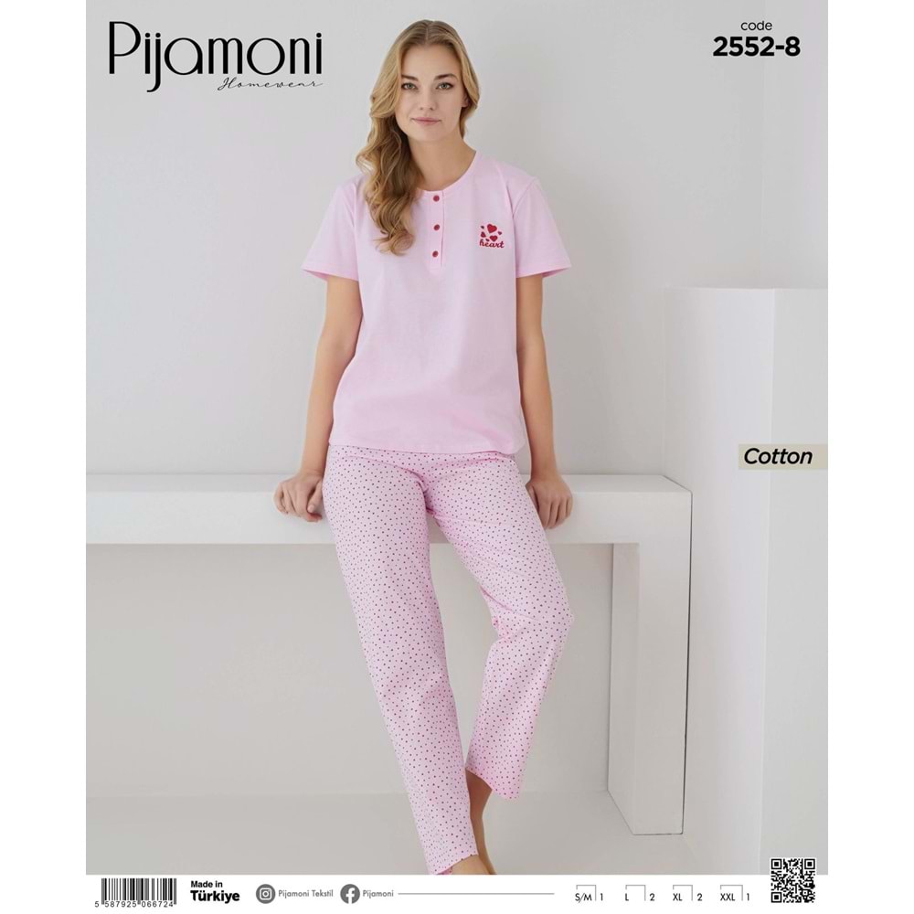 PJAMONİ 2552SÜPREM KISA KOL PATLI ALT UZUN TAKIM