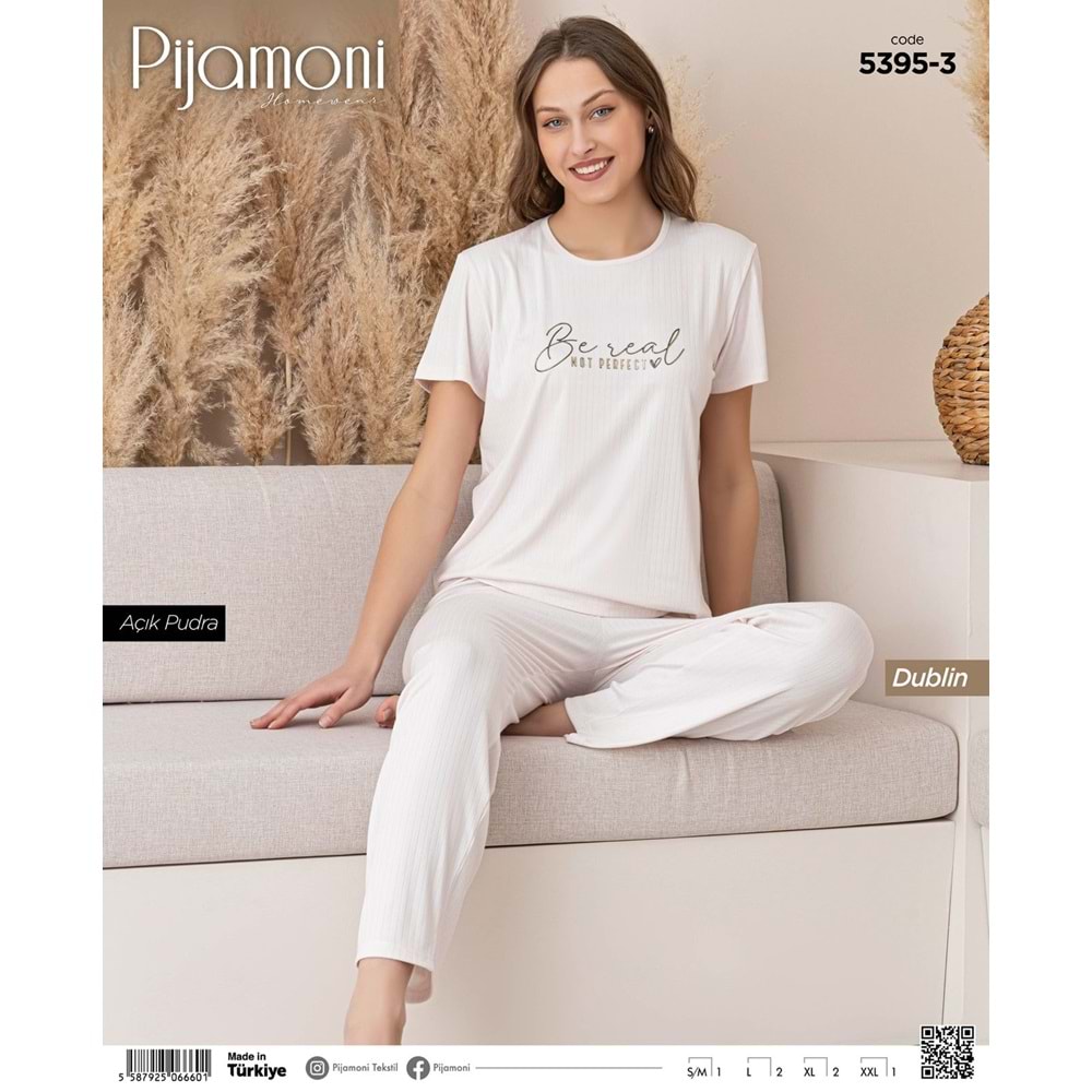 PJAMONİ 5395 DUBLİN RAPORLU KISAKOL BASKILI 2 Lİ TAKIM