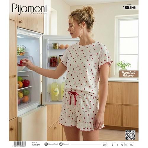 PJAMONİ 1855 TRANSFERLİ RİBANA KISA KOL FİYONKLU ŞORTLU TAKIM