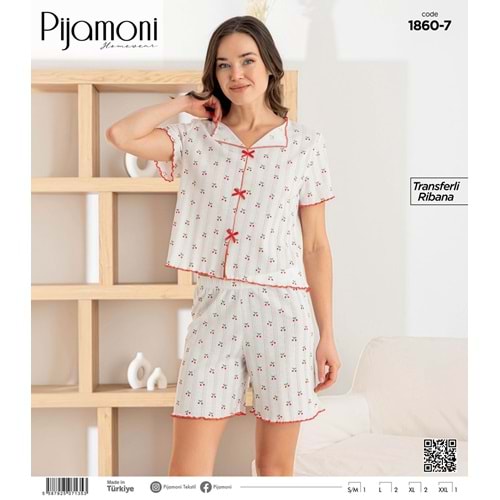 PJAMONİ 1860 TRANSFERLİ RİBANA KISA KOL FİYONKLU ŞORTLU TAKIM