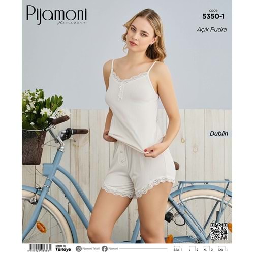 PJAMONİ 5350DUBLİN RAPORLU SATEN ASKI ŞORTLU TAKIM