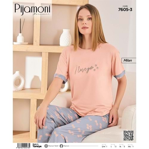 PJAMONİ 7605MİLAN KISA KOL BASKILI ALT UZUN TAKIM