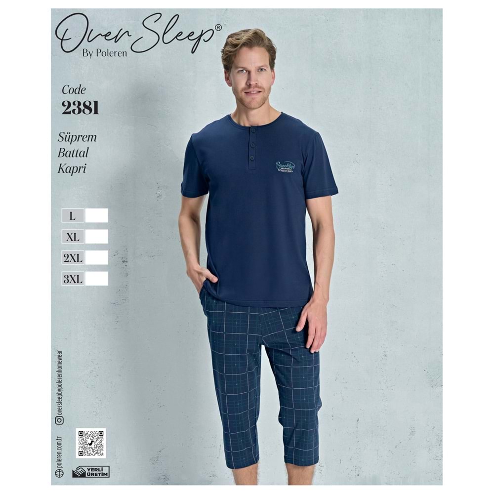 2381 OVER ERKEK SÜPREM BTTL KAPRİ TAKIM(L-XL-XXL-3XL)