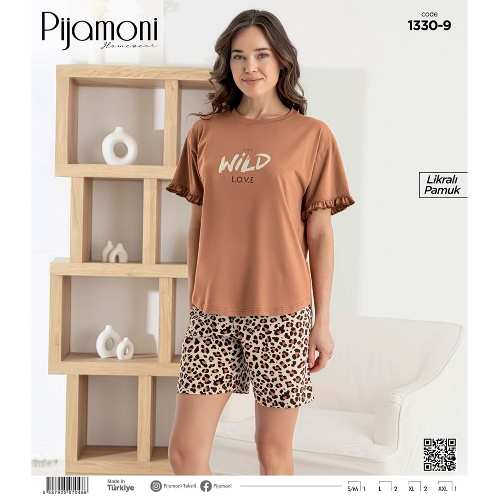 PJAMONİ 1330LİKRALI SÜPREM KISA KOL KOL FIRFIRLI TAKIM